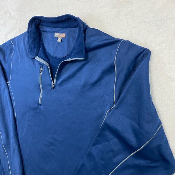 Peter Millar E4 Element Warmth Pullover Mens XL Navy Blue 1/4 Zip Golf Pocket - Picture 2 of 10